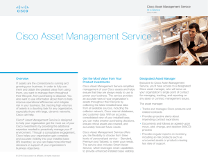 Cisco Asset Management Service Overview Get the Most Value from Your
