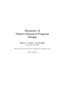 Elements of Object-Oriented Program Design Robert “Corky” Cartwright