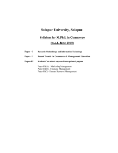 Solapur University, Solapur.  Syllabus for M.Phil. in Commerce (w.e.f. June 2010)