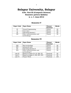 Solapur University, Solapur B.Sc. Part-III (Computer Science) Semester pattern Syllabus