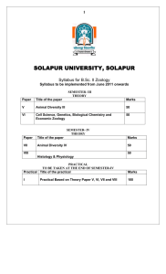 SOLAPUR UNIVERSITY, SOLAPUR Syllabus for B.Sc. II Zoology 1
