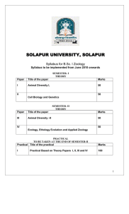 SOLAPUR UNIVERSITY, SOLAPUR Syllabus for B.Sc. I Zoology