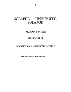 SOLAPUR     UNIVERSITY, SOLAPUR M.Sc.Part-I  Syllabus