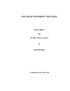 SOLAPUR UNIVERSITY SOLAPUR SYLLABUS For