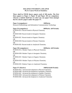 SOLAPUR UNIVERSITY, SOLAPUR Ph. D. Course Work in Chemistry