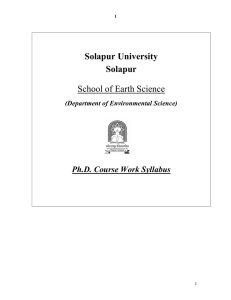 Solapur University Solapur School of Earth Science Ph.D. Course Work Syllabus