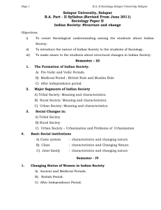 Solapur University, Solapur Sociology Paper II Indian Society: Structure and change