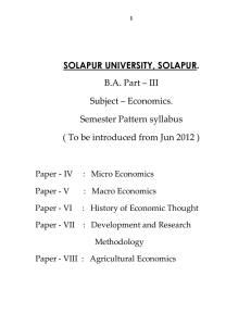 SOLAPUR UNIVERSITY, SOLAPUR. B.A. Part – III  Subject – Economics. 