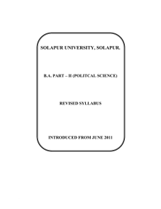 SOLAPUR UNIVERSITY, SOLAPUR. B.A. PART – II (POLITCAL SCIENCE) REVISED SYLLABUS