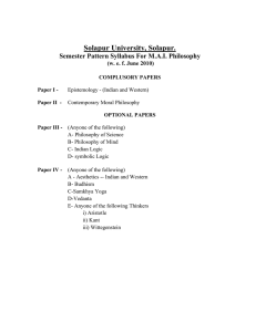 Solapur University, Solapur. Semester Pattern Syllabus For M.A.I. Philosophy