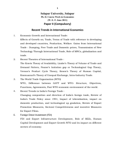 Paper II (Compulsory)  Recent Trends in International Economics  Solapur University, Solapur