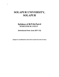 SOLAPUR UNIVERSITY, SOLAPUR  Syllabus of M.P.Ed.Part-II