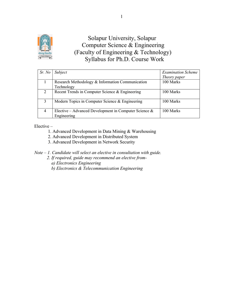 Solapur University Solapur Computer Science Amp - 