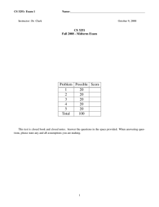 Problem Possible Score 1 20 2