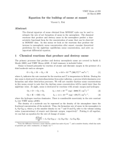 Equation for the buildup of ozone at sunset Abstract