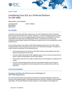 Considering Cisco UCS as a Preferred Platform for SAP HANA WHITE PAPER