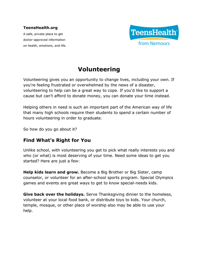 personal statement for volunteering at hospital