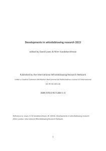 Developments in whistleblowing research 2015