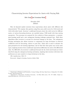 Characterizing Investor Expectations for Assets with Varying Risk