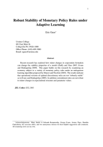 Robust Stability of Monetary Policy Rules under Adaptive Learning Eric Gaus