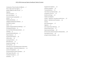 2015-2016 Intramural Sports Handbook Table of Content