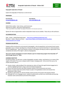 Geographic Exploration of Hawaii – Winter 2017 GREEN SHEET