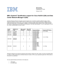 IBM z Systems Qualification support for Cisco NxOS 6.2(5b) and Data ®