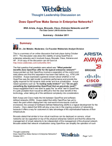 Thought Leadership Discussion on  Does OpenFlow Make Sense in Enterprise Networks? Summary