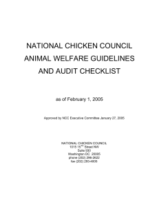 NATIONAL CHICKEN COUNCIL ANIMAL WELFARE GUIDELINES AND AUDIT CHECKLIST