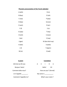 Phonetic pronunciation of the French alphabet A (ahh) N (n) B (bay)