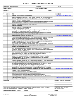 BL2 RECOMBINANT LABORATORY AUDIT CHECKLIST