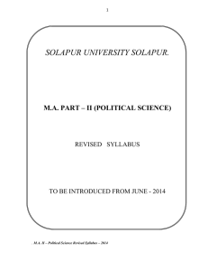 SOLAPUR UNIVERSITY SOLAPUR. M.A. PART – II (POLITICAL SCIENCE)