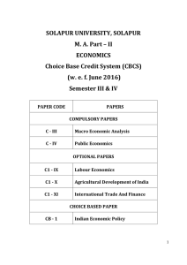 SOLAPUR UNIVERSITY, SOLAPUR M. A. Part – II ECONOMICS