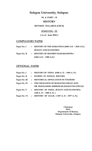 Solapur University, Solapur. HISTORY COMPULSORY PAPER M. A. PART – II