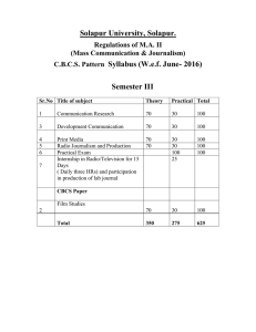 Solapur University, Solapur. Syllabus (W.e.f. June- 2016)  Regulations of M.A. II