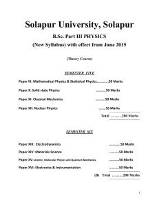 Solapur University, Solapur  B.Sc. Part III PHYSICS