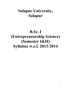Solapur University, Solapur B.Sc. I (Entrepreneurship Science)