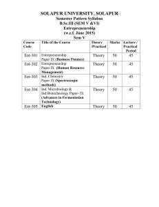 SOLAPUR UNIVERSITY, SOLAPUR Semester Pattern Syllabus B.Sc.III (SEM V &amp;VI) Entrepreneurship