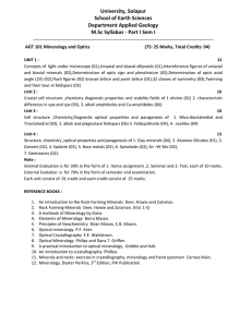 University, Solapur  School of Earth Sciences  Department Applied Geology  M.Sc Syllabus ‐ Part I Sem I 