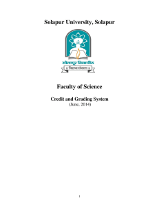 Solapur University, Solapur Faculty of Science Credit and Grading System