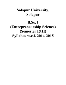 Solapur University, Solapur B.Sc. I (Entrepreneurship Science)