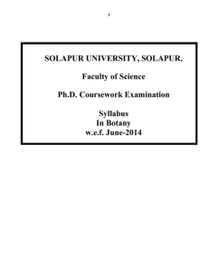 SOLAPUR UNIVERSITY, SOLAPUR. Faculty of Science Ph.D. Coursework Examination