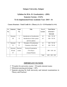 Solapur University, Solapur  Syllabus for B.Sc. II- Geochemistry - (IDS)