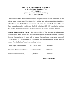 SOLAPUR UNIVERSITY, SOLAPUR M. Sc. –II- BIOINFORMATICS SYLLABUS (w.e.f. June-2016-17)