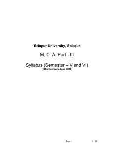 M. C. A. Part - III  Solapur University, Solapur