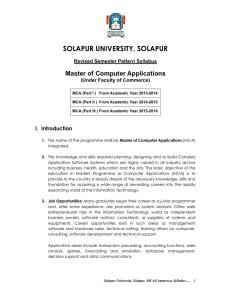 SOLAPUR UNIVERSITY, SOLAPUR Master of Computer Applications  Revised Semester Pattern Syllabus