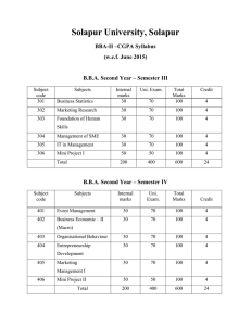 Solapur University, Solapur  BBA-II –CGPA Syllabus (w.e.f. June 2015)