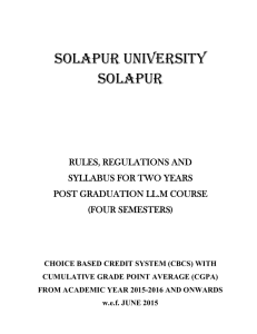 SOLAPUR UNIVERSITY SOLAPUR  RULES, REGULATIONS AND