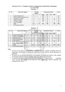 Structure of S. E.  (Computer Science &amp; Engineering /... w.e.f. July 2013 Semester – I