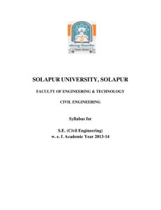 SOLAPUR UNIVERSITY, SOLAPUR Syllabus for S.E. (Civil Engineering)